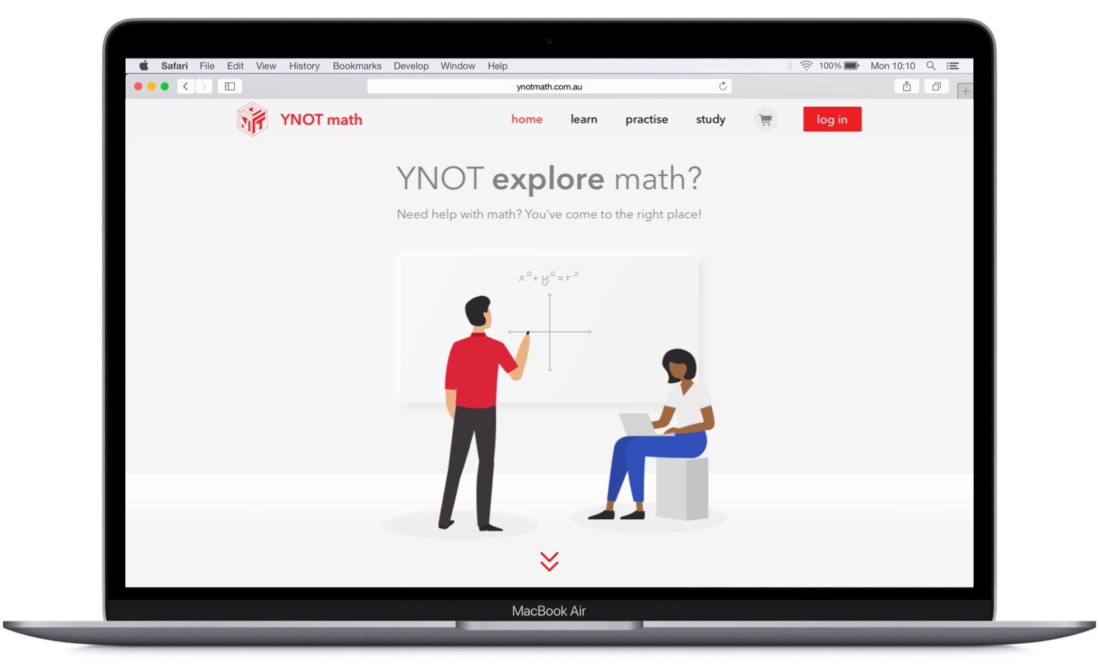 The YNOT math website running on a laptop